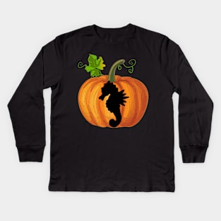 Seahorse in pumpkin Kids Long Sleeve T-Shirt